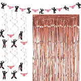 Bachelorette Party Decorations Rose Gold Shower Curtain Swirls Banner Supplies