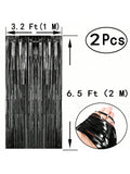 4PCS Black Gold Foil Tinsel Fringe Curtains for Party Photo Backdrops
