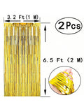 4PCS Black Gold Foil Tinsel Fringe Curtains for Party Photo Backdrops