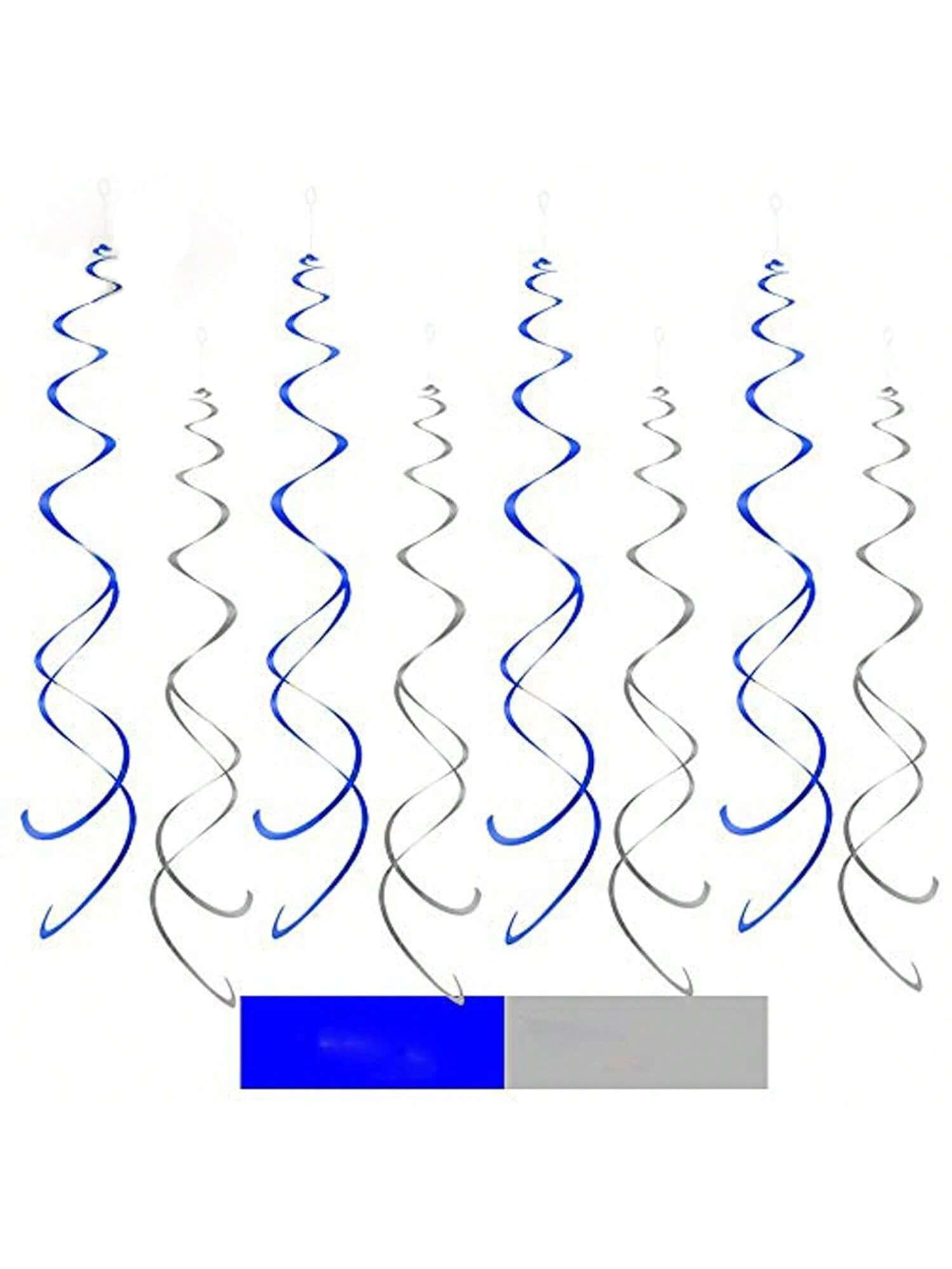 Blue & Silver Party Hanging Swirls 20pcs Ceiling Decor