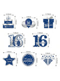 16pcs Blue Silver Happy 16th Birthday Hanging Swirl Decorations