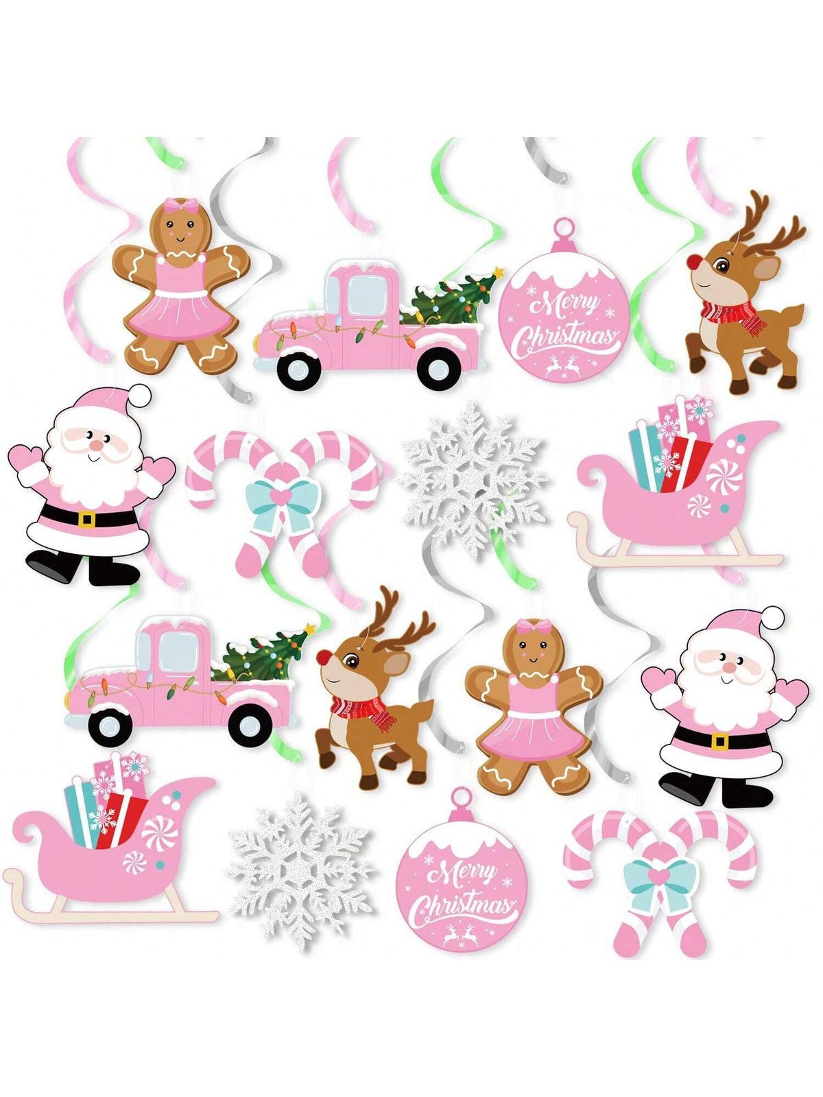 Pink Christmas Hanging Swirls Party & Winter Celebration Decor