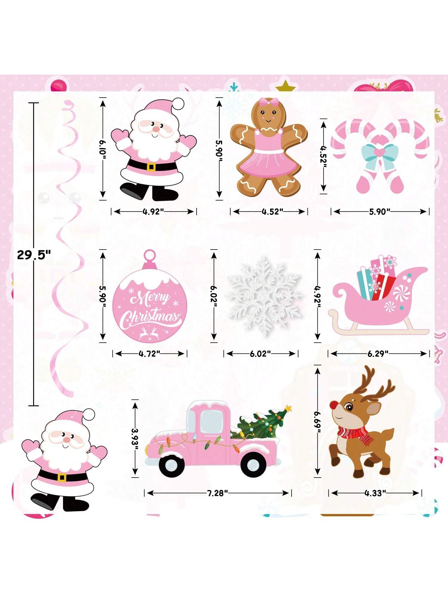 Pink Christmas Hanging Swirls Party & Winter Celebration Decor