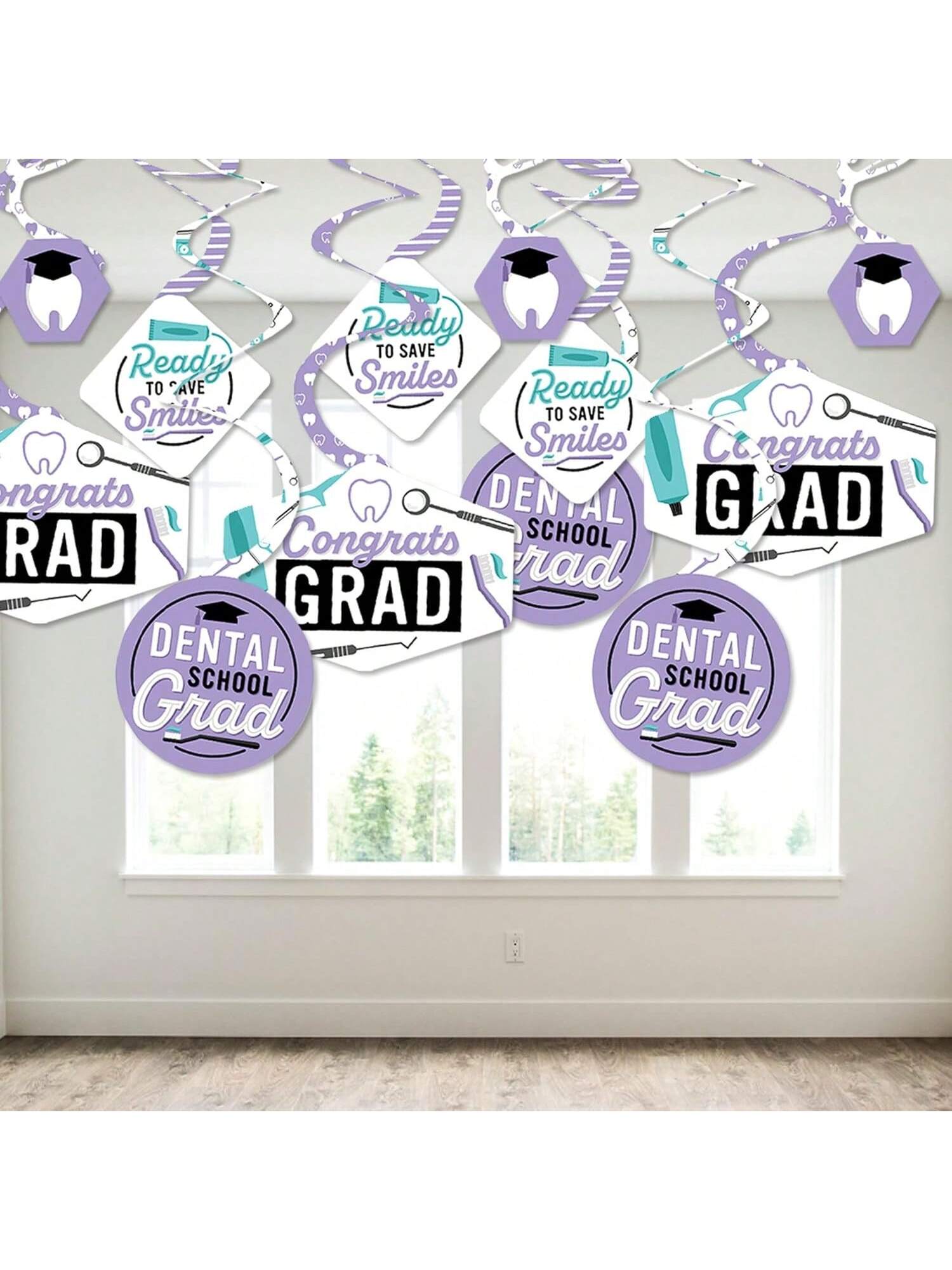 Dental School Graduation Hygienist Decorations Hanging Swirls Set Of 40