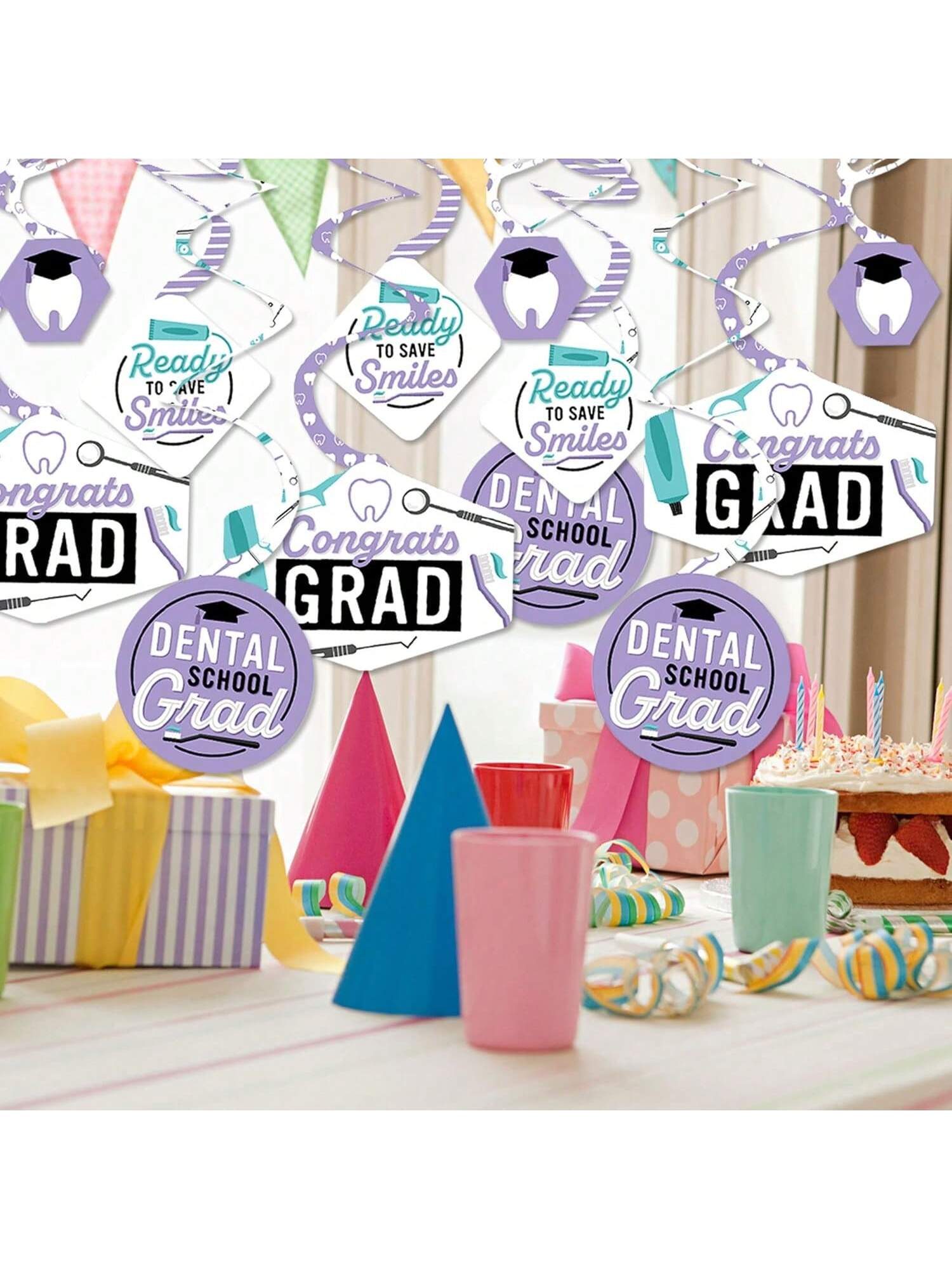 Dental School Graduation Hygienist Decorations Hanging Swirls Set Of 40
