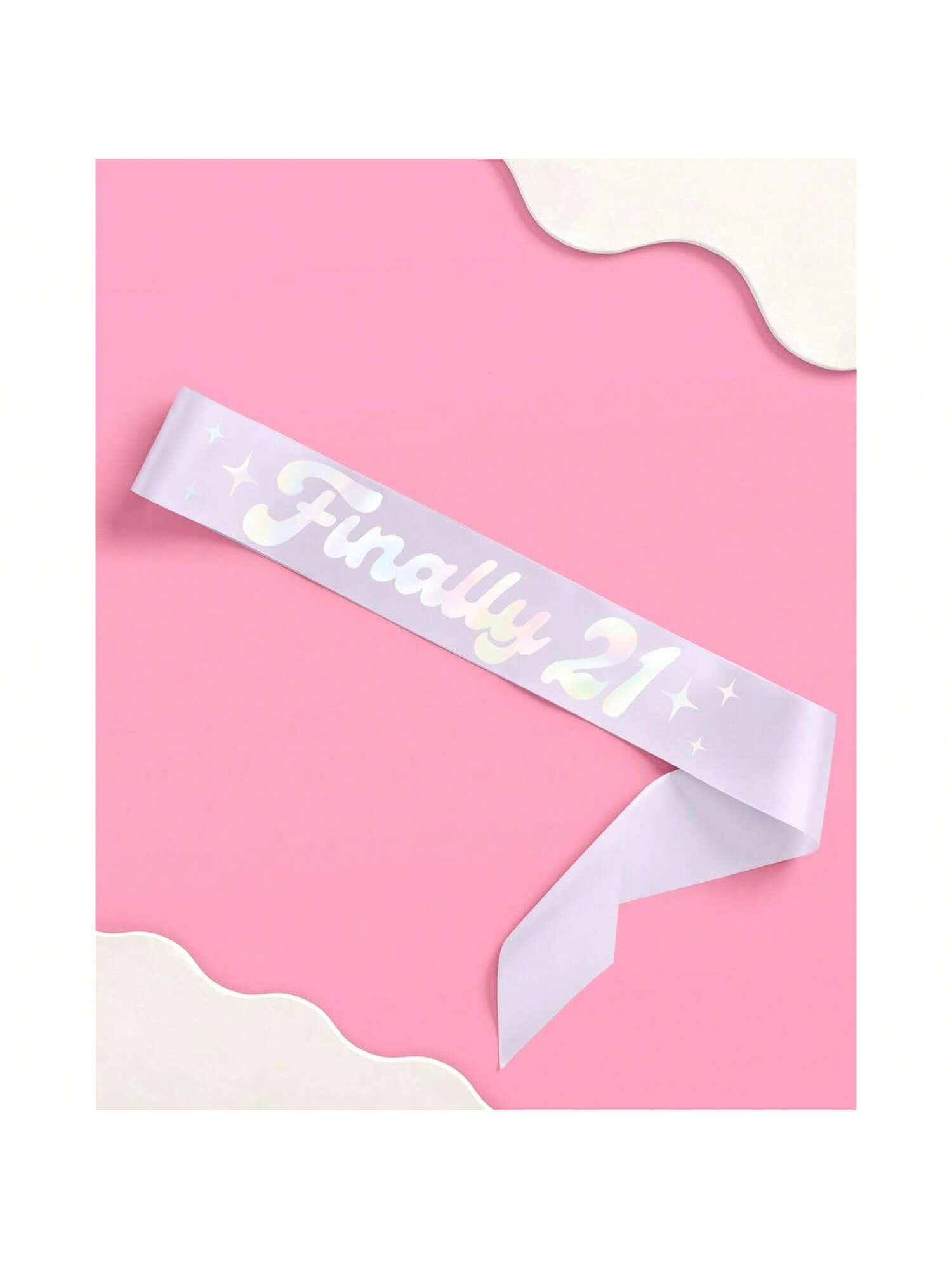Finally 21 Purple Iridescent Foil Birthday Sash Party Decoration