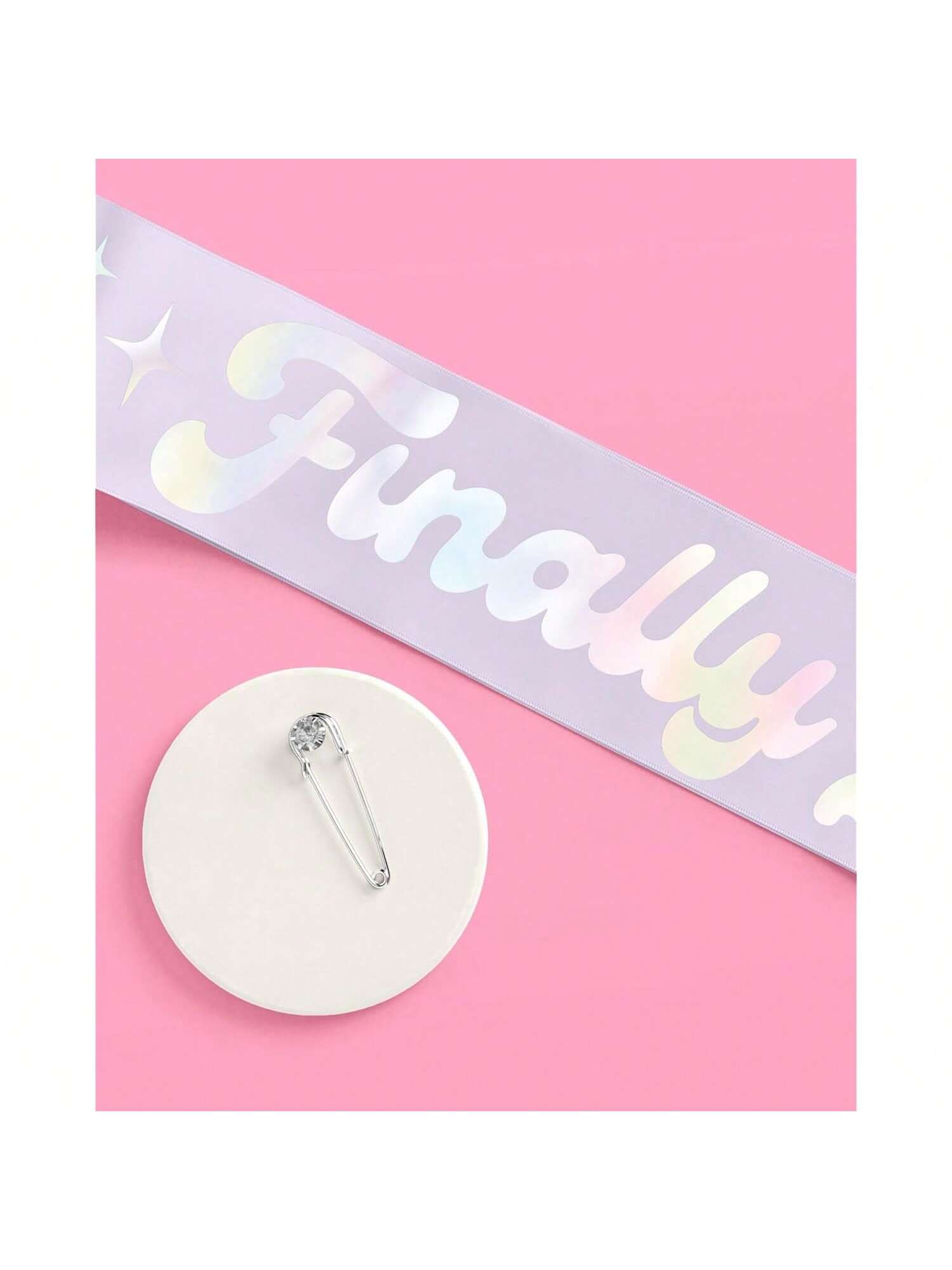 Finally 21 Purple Iridescent Foil Birthday Sash Party Decoration