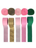 10 Rolls Flamingo Crepe Paper Streamers Green Pink Gold Party Decor
