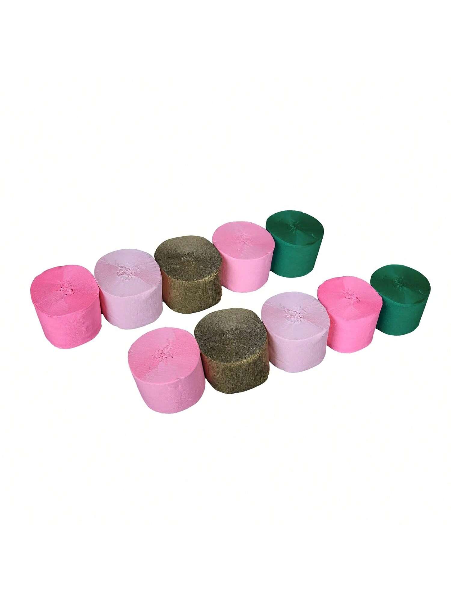 10 Rolls Flamingo Crepe Paper Streamers Green Pink Gold Party Decor