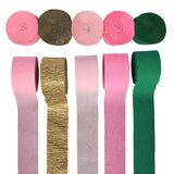 10 Rolls Flamingo Crepe Paper Streamers Green Pink Gold Party Decor