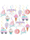 Ice Cream Party Hanging Swirls 20pcs for 4th Birthday & Donut Party Decor