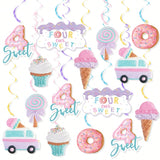 Ice Cream Party Hanging Swirls 20pcs for 4th Birthday & Donut Party Decor