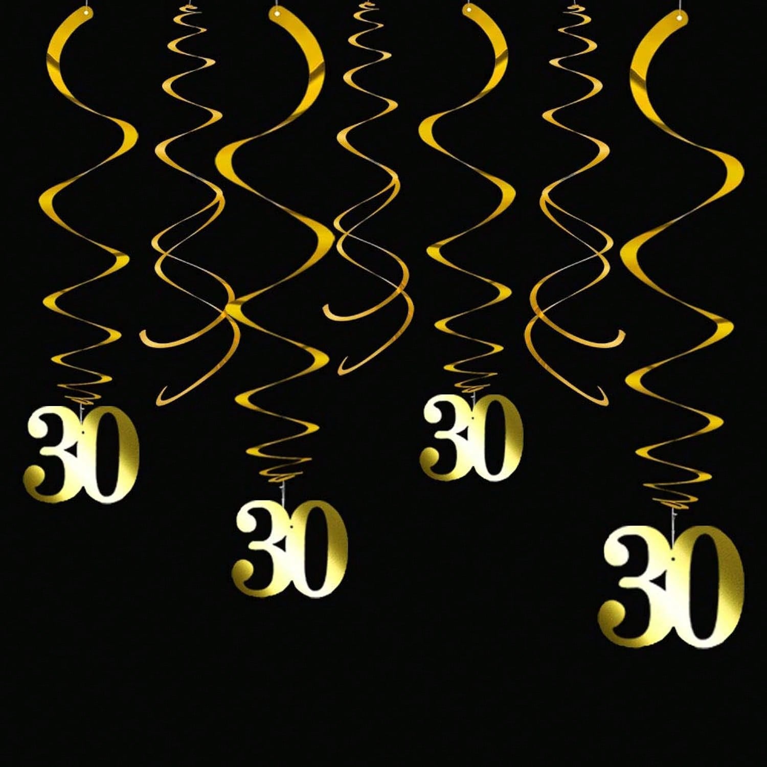 Gold 30th Birthday Hanging Swirls 20pcs Party & Anniversary Decor