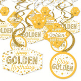 40pcs Golden Happy Birthday Party Hanging Swirl Decorations