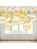 40pcs Golden Happy Birthday Party Hanging Swirl Decorations