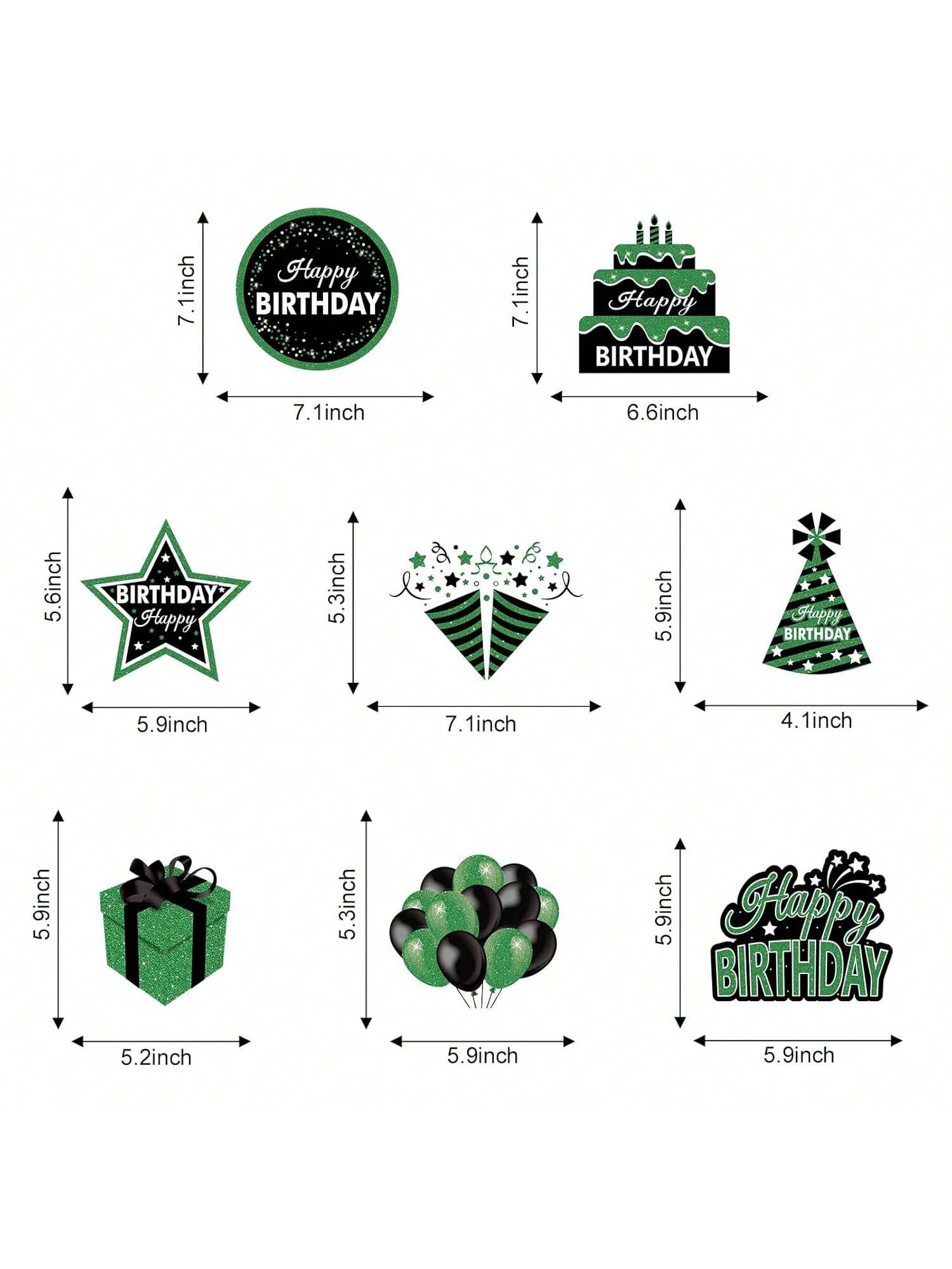 16PCS Green Black Birthday Hanging Swirls Party Ceiling Decorations