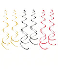 Hanging Swirls Party Streamer Spiral Decorations For Ceiling (30Pcs, Red, Black, Gold)