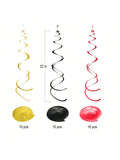 Hanging Swirls Party Streamer Spiral Decorations For Ceiling (30Pcs, Red, Black, Gold)