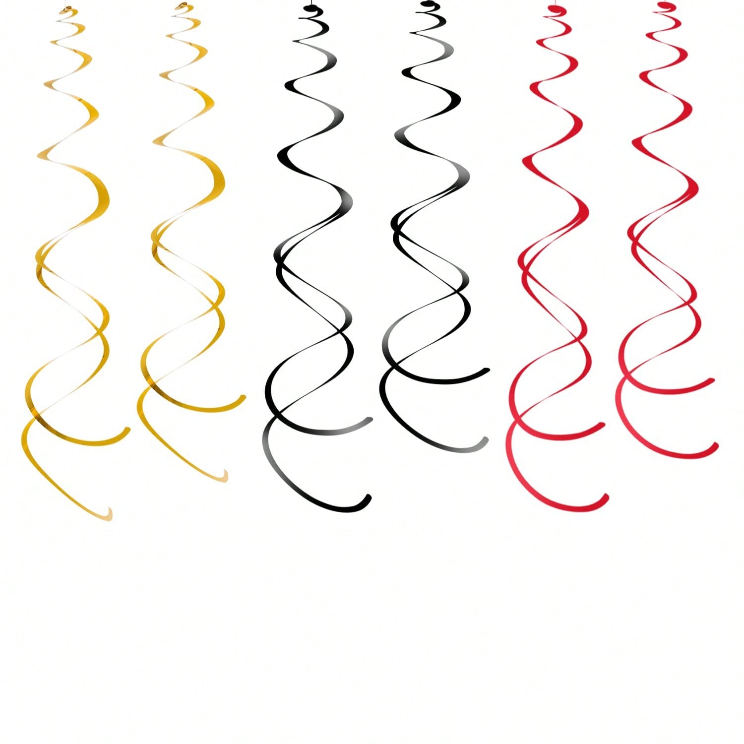 Hanging Swirls Party Streamer Spiral Decorations For Ceiling (30Pcs, Red, Black, Gold)