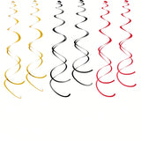 Hanging Swirls Party Streamer Spiral Decorations For Ceiling (30Pcs, Red, Black, Gold)
