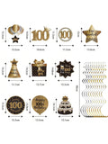 100th Birthday Black and Gold Hanging Swirl Ceiling Decorations