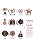 10th Birthday Rose Gold Hanging Swirl Ceiling Decorations