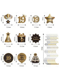 19th Birthday Black and Gold Hanging Swirl Ceiling Decorations