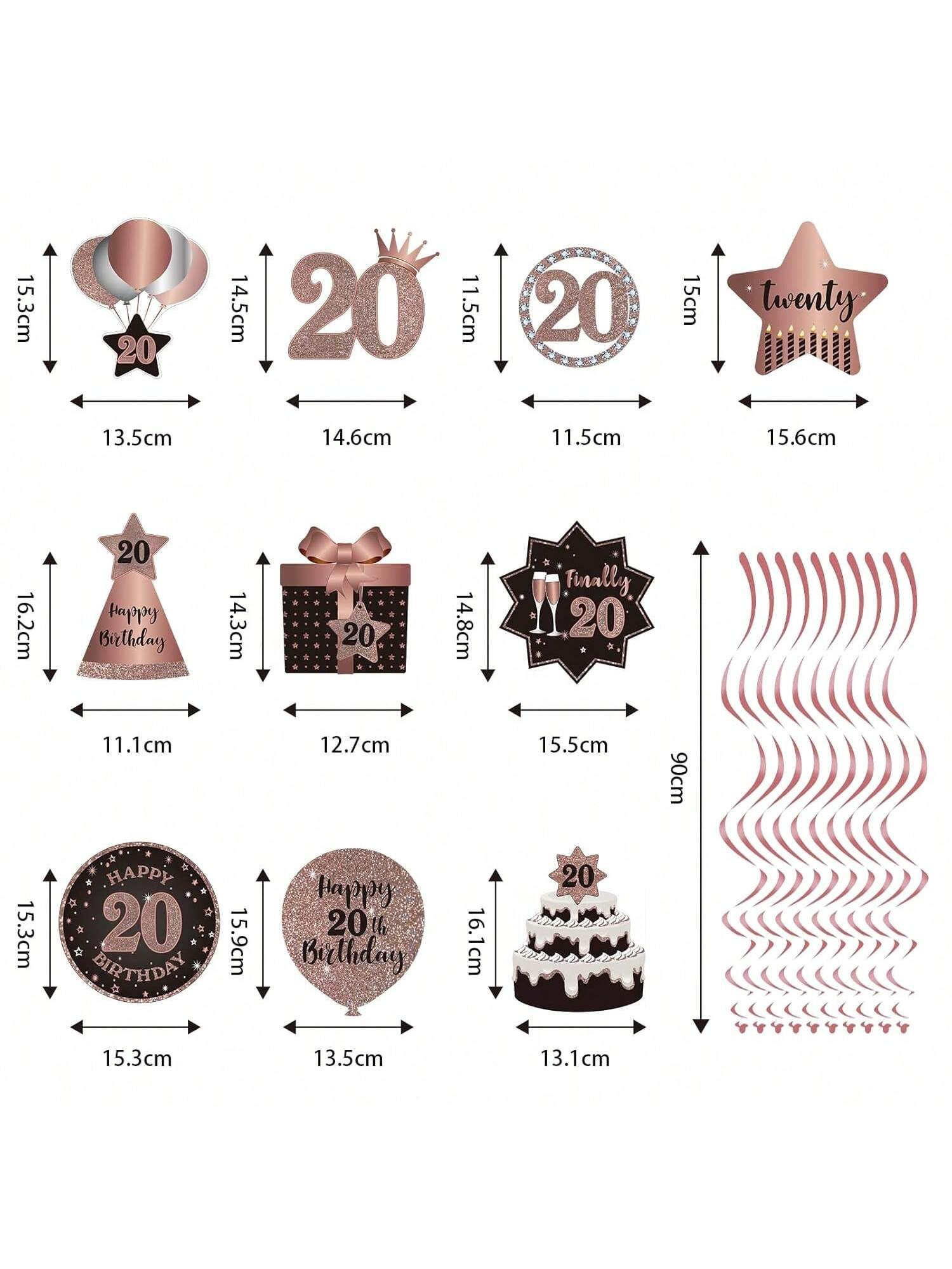20th Birthday Rose Gold Hanging Swirl Ceiling Decorations
