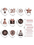 20th Birthday Rose Gold Hanging Swirl Ceiling Decorations