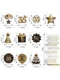 35th Birthday Black and Gold Hanging Swirl Ceiling Decorations