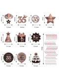 35th Birthday Rose Gold Hanging Swirl Ceiling Decorations