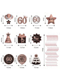 60th Birthday Rose Gold Hanging Swirl Ceiling Decorations