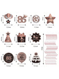 Happy 85th Birthday Hanging Foil Swirls with Cutouts Rose Gold Decor