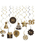 Happy 95th Birthday Hanging Foil Swirls with Cutouts Rose Gold Decor