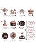 Happy 95th Birthday Hanging Foil Swirls with Cutouts Rose Gold Decor