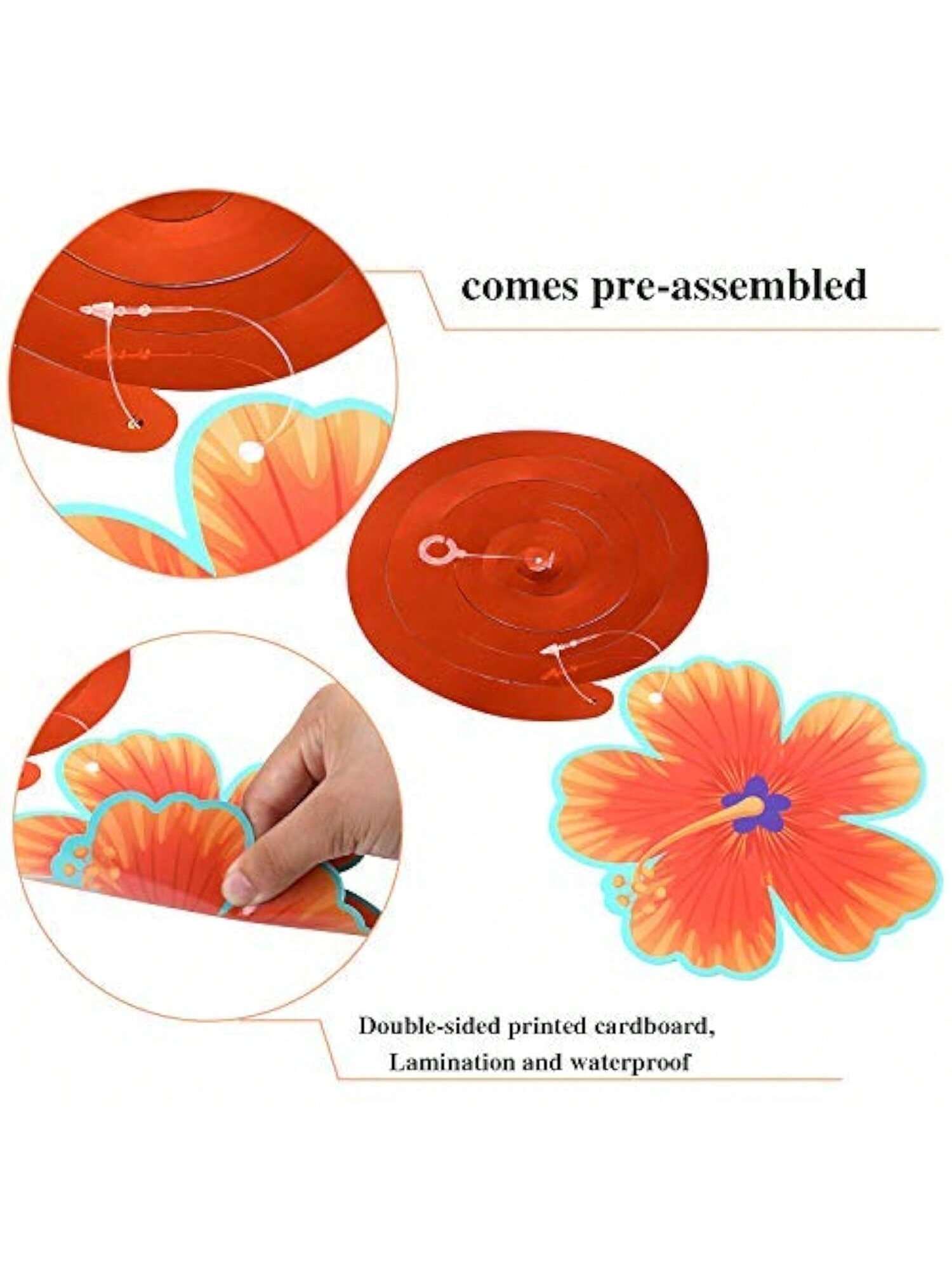 Hawaiian Luau Party Decorations 30 pcs Hanging Hibiscus Foil Swirls Ceiling