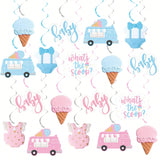 Ice Cream Gender Reveal Hanging Swirls 20pcs Pink & Blue Party Decor