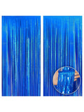 Iridescent Blue Fringe Curtain 2pcs 6.4x8ft Ocean & Party Decor