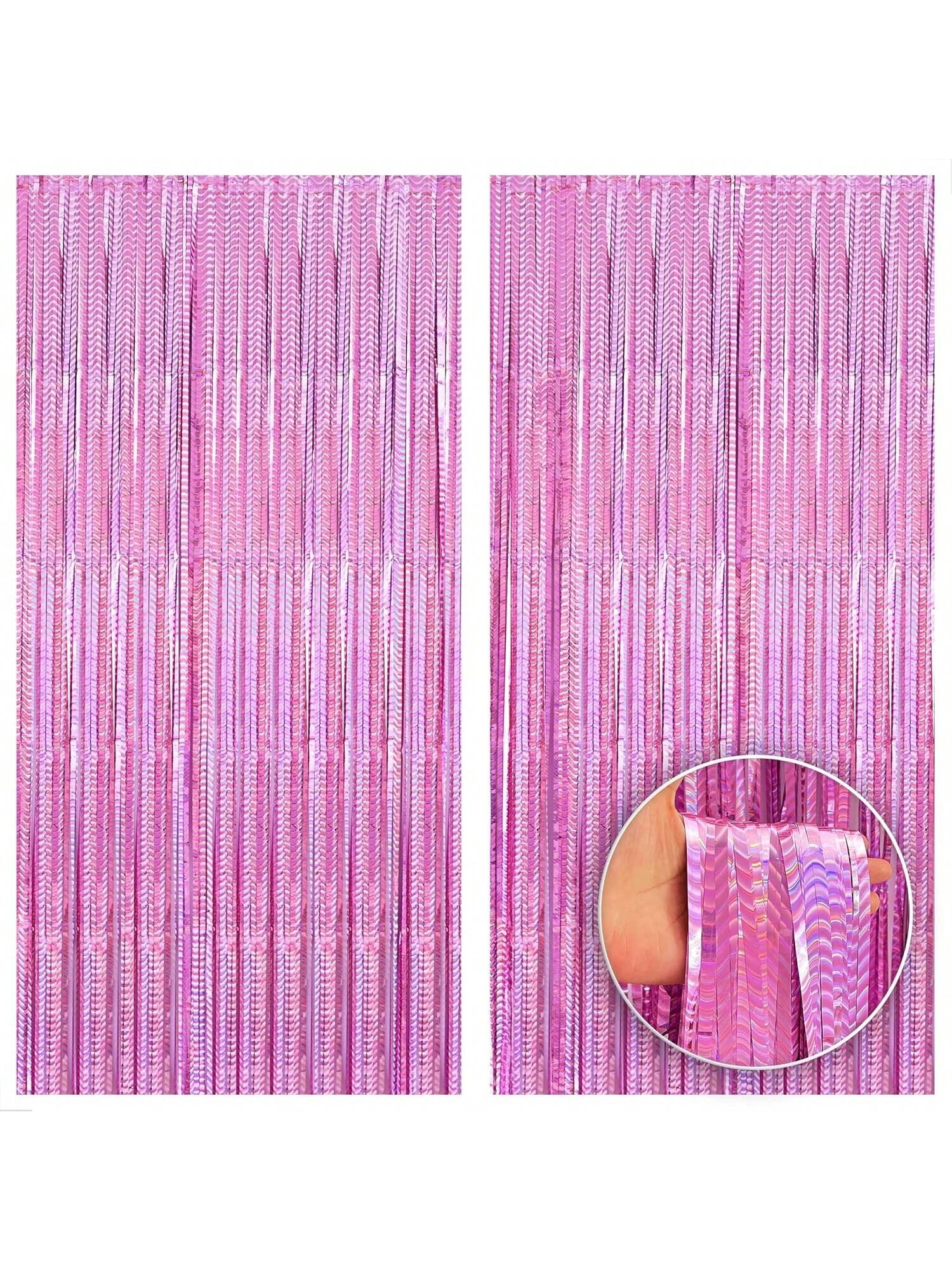 Laser Pink Fringe Curtain 2pcs 6.4x8ft Party & Birthday Decor