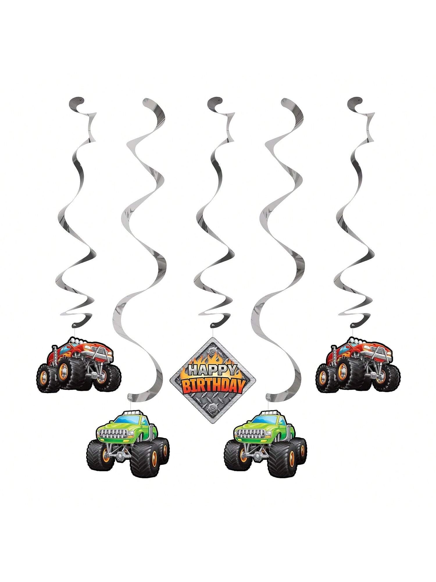 Monster Truck Dizzy Danglers, 5 Ct, Multi-Colored, 39"