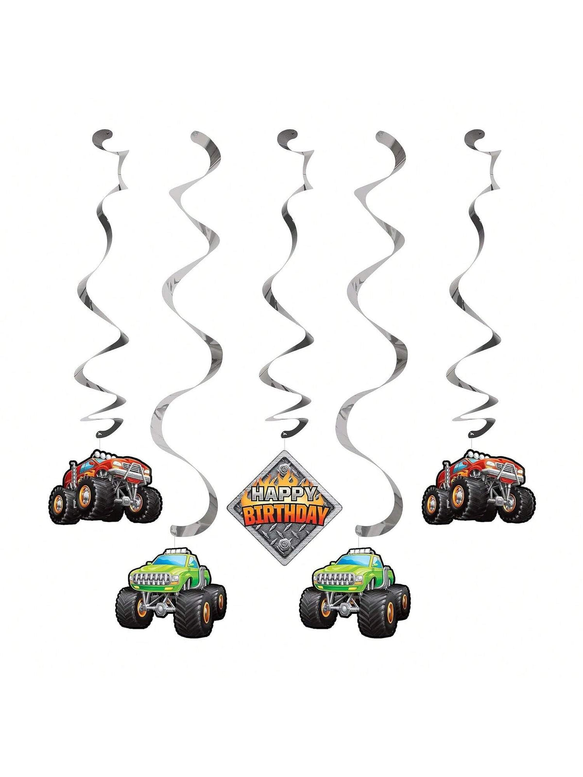 Monster Truck Dizzy Danglers, 5 Ct, Multi-Colored, 39"