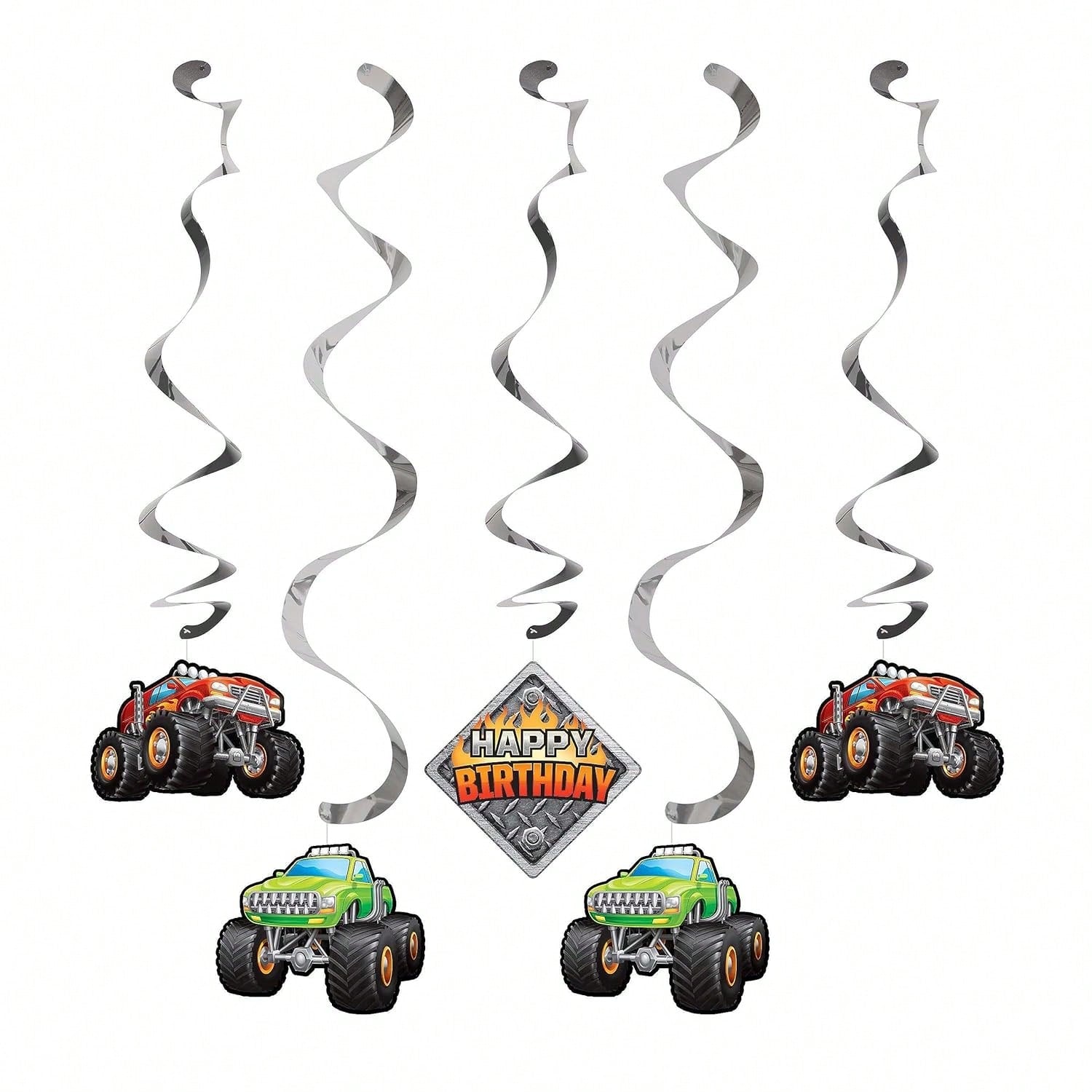Monster Truck Dizzy Danglers, 5 Ct, Multi-Colored, 39"