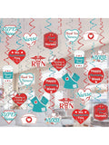 Nurses Appreciation Hanging Swirls 36pcs Red & Blue Medical Party Decor