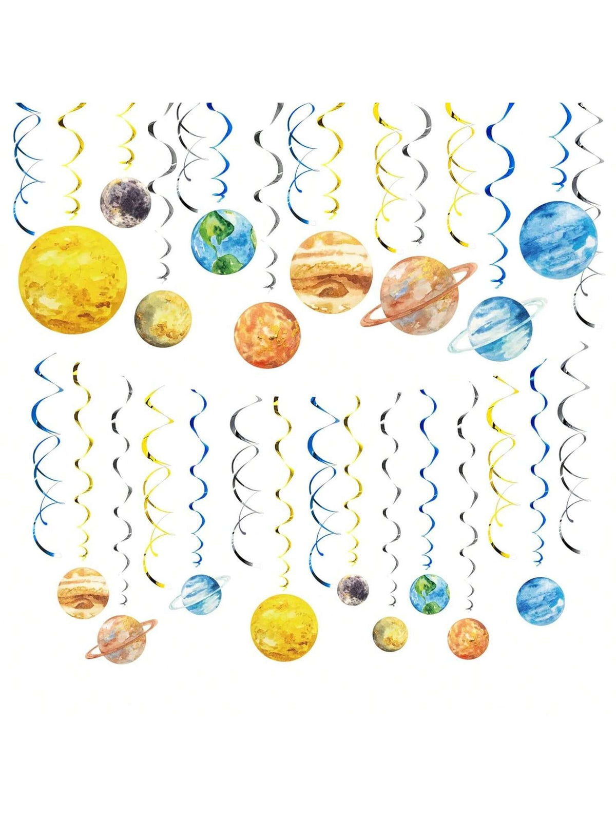 30PCS Outer Space Hanging Swirls Planet Rocket Astronaut Ceiling Party Decor