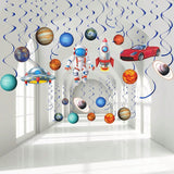 Outer Space Hanging Swirls 30pcs Kids Planet Rocket Birthday Decor