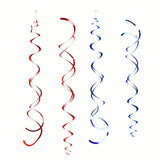 Red & Blue Foil Hanging Swirls 24pcs Baseball Theme Party Decor