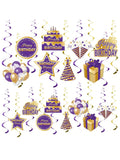 Purple Gold Birthday Hanging Swirls Decorations Ceiling Party Decor