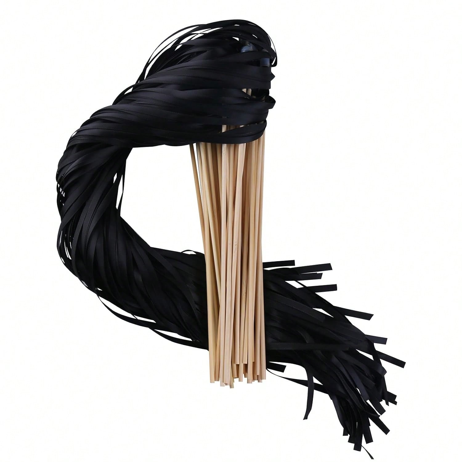 Ribbon Stick Wands Streamers For Wedding Party Favor (Black-30Pcs)