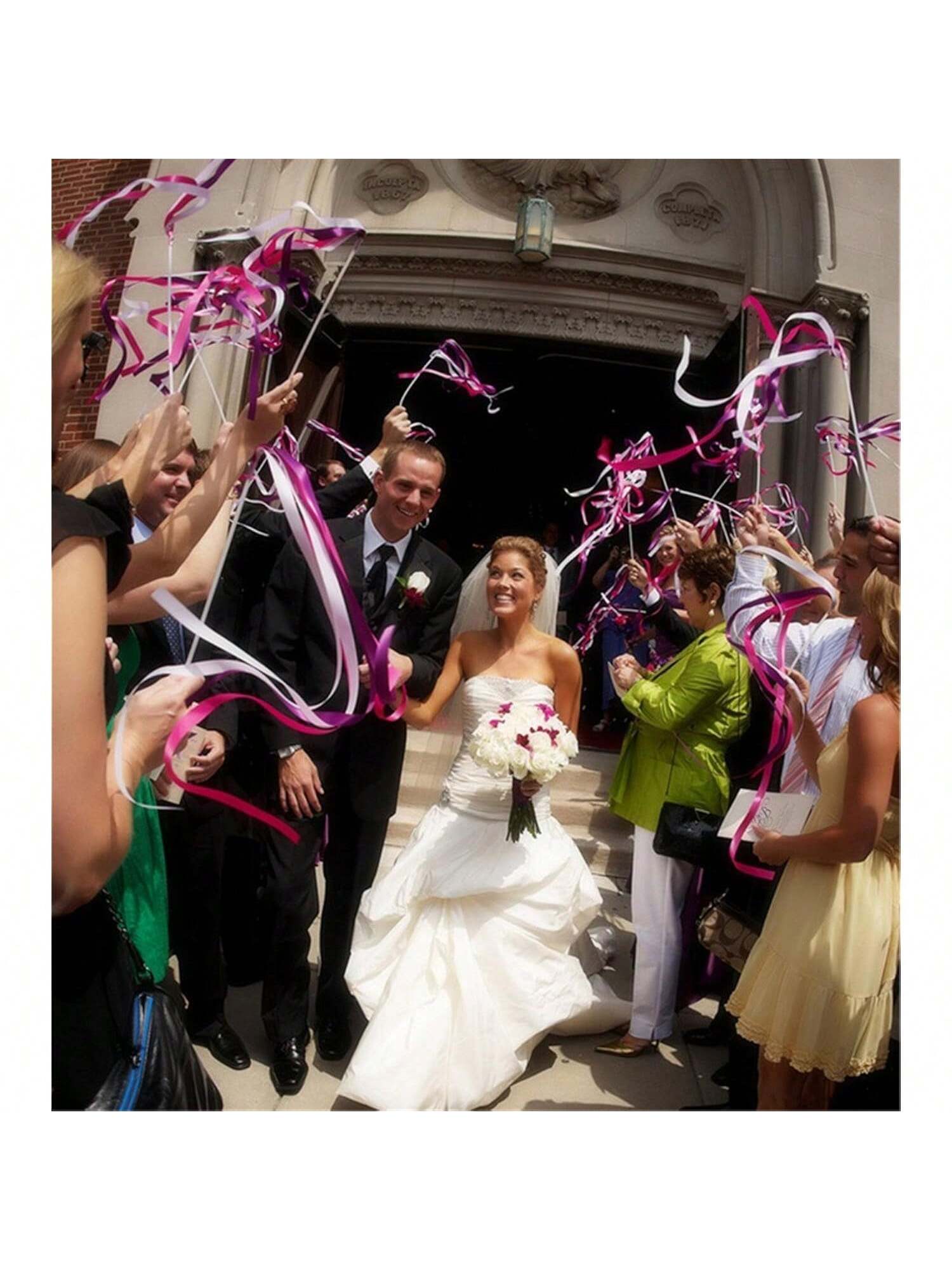 Ribbon Stick Wands Streamers For Wedding Party Favor (Black-30Pcs)