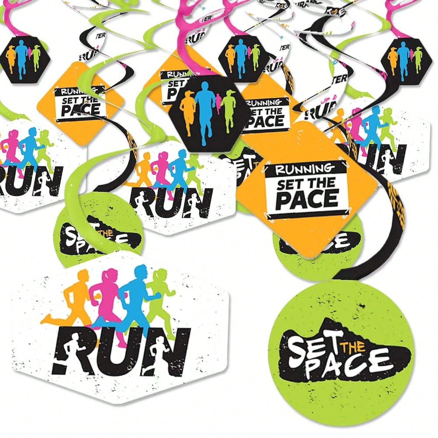 40pcs Running Track Cross Country Marathon Party Hanging Swirl Decorations